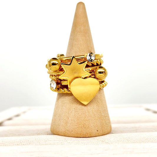 Heart & Star Ring