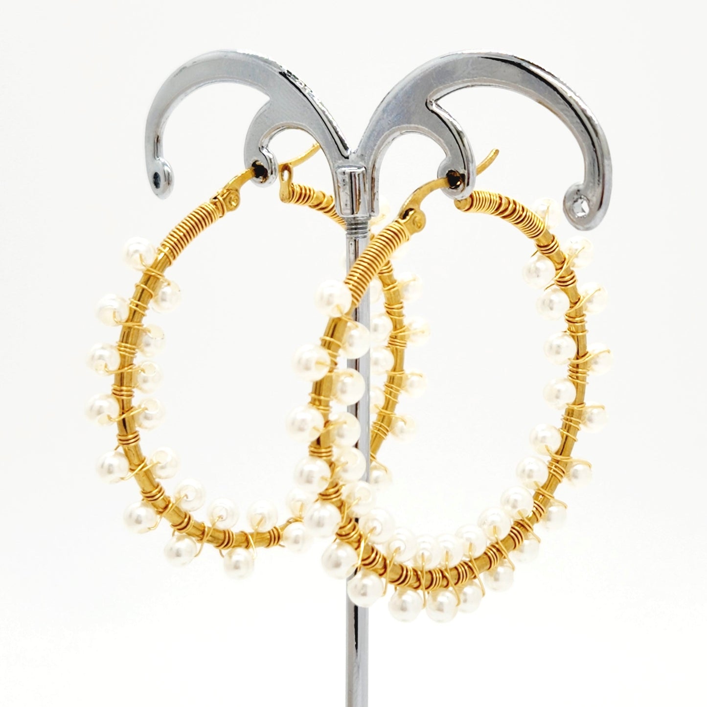 White Beads Earrings